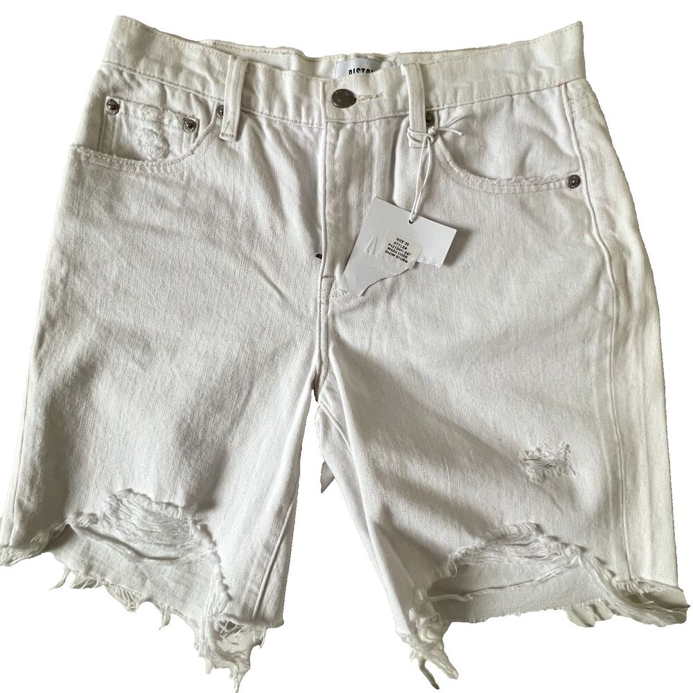 PISTOLA Kelly 90'S Skater jean shorts 25 Distressed White Cut off NWT